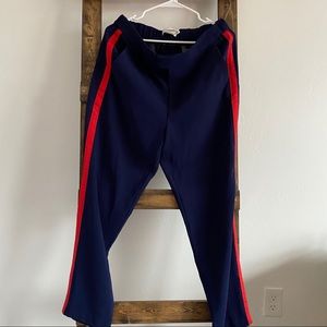 Blue trousers with red stripe